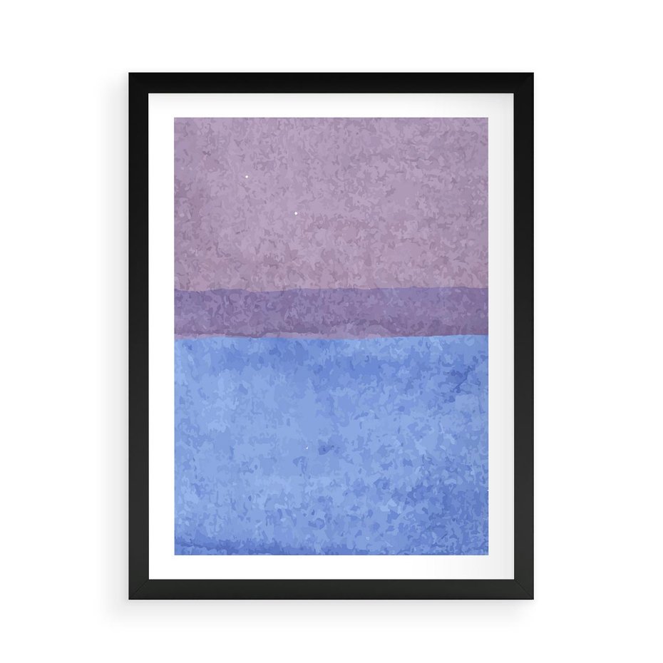 Plakat w ramie 50x70 - Taniec Światła - kolorowe akwarelowe pasy, odcienie fiolet - rama czarna