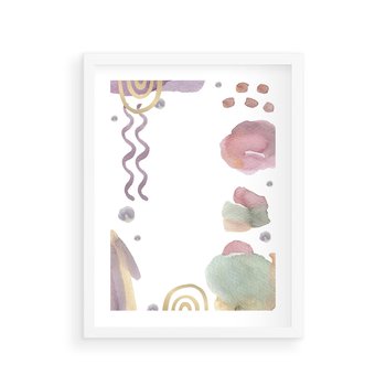 Plakat w ramie 30x40 - Pastelowe Wnętrza Emocji - abstrakcyjny palakt, akwarelowe plamy - rama biała