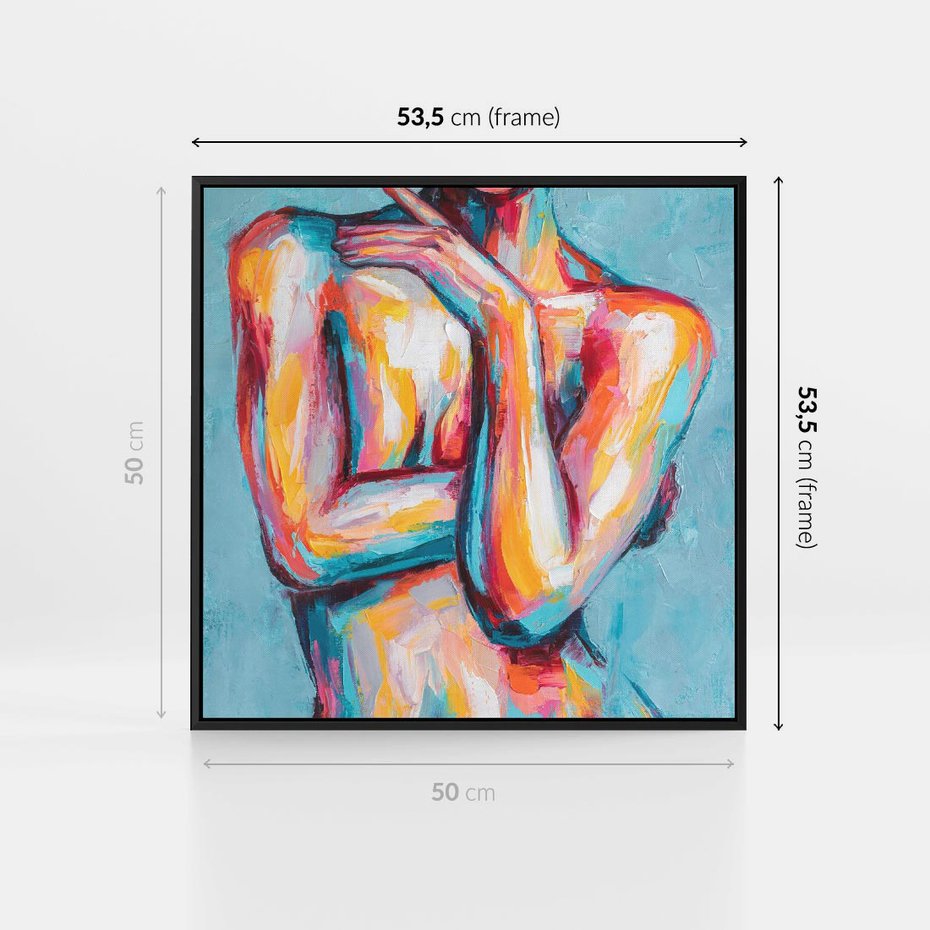 Obraz w ramie 50x50 - Nagie Natchnienie - obraz olejny, naga kobieta - rama czarna