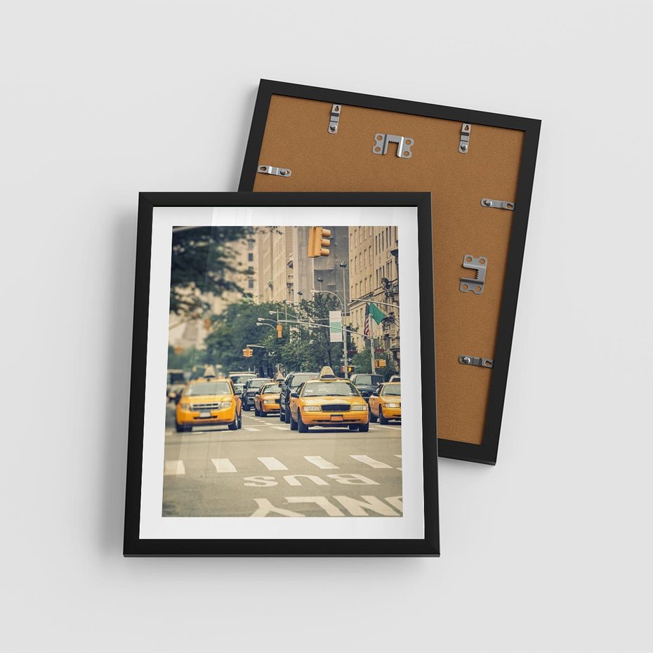 Plakat w ramie 40x50 - Miasto Taksówek - taksówki, miasto - rama czarna