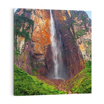 Obraz na płótnie 60x60 - Górska siła wodospadów - wodospad, góra