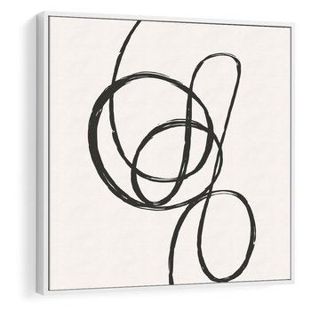 Obraz w ramie 50x50 - Migotliwa Kreatywność - abstrakcyjne szkicowane linie, minimalizm - rama biała