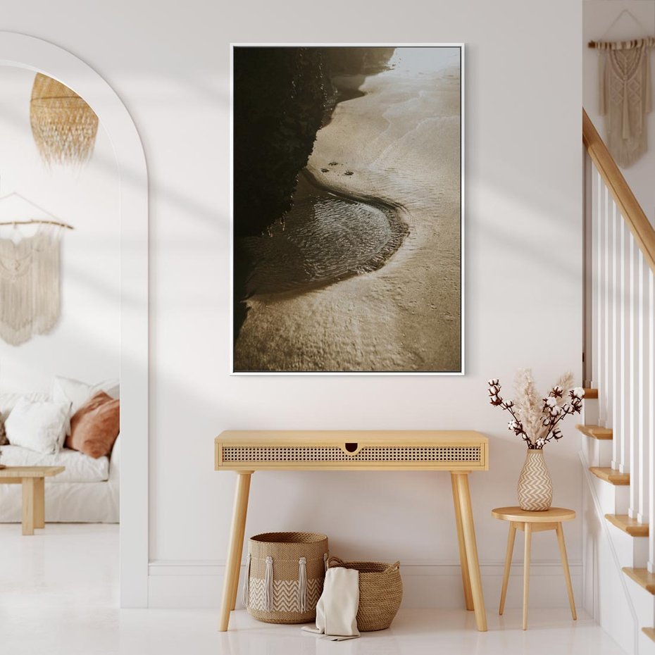 Obraz w ramie 70x100 - Relaksujący Raj - plaża, morze - rama biała