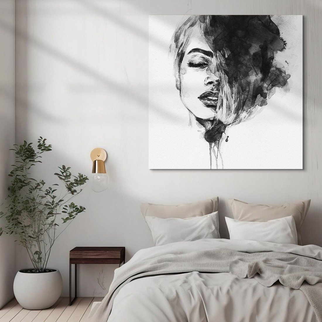 Obraz na płótnie 50x50 - Kobieta w akwareli - kobieta, akwarela