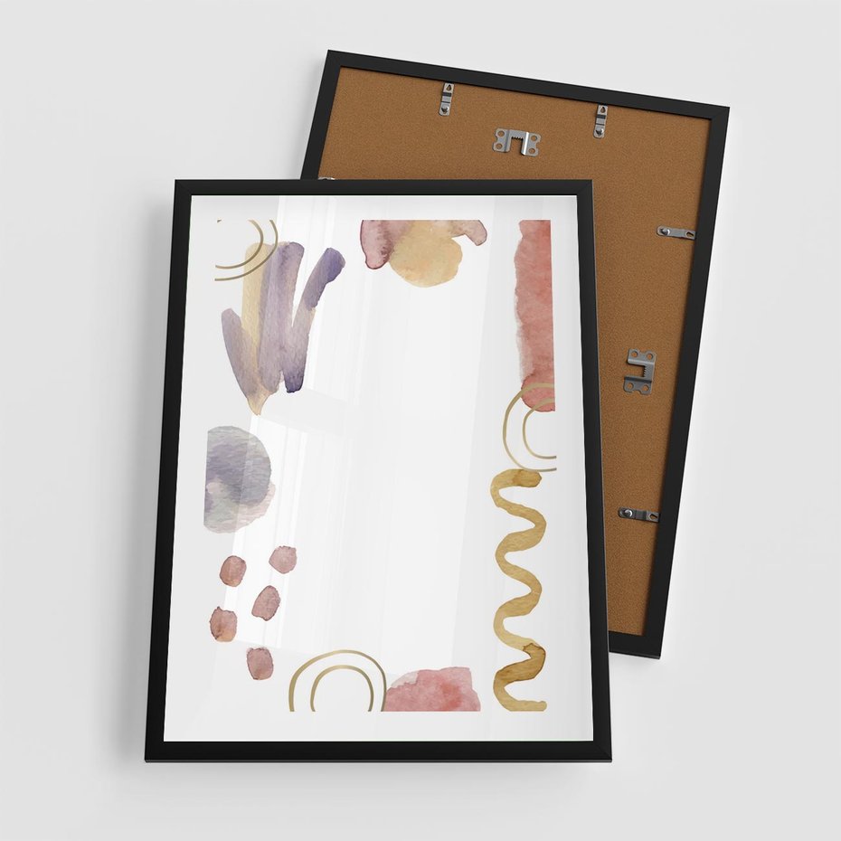 Plakat w ramie 50x70 - Wibracje Pastelowych Odcieni - abstrakcyjny plakat, akwarelowe plamy - rama czarna