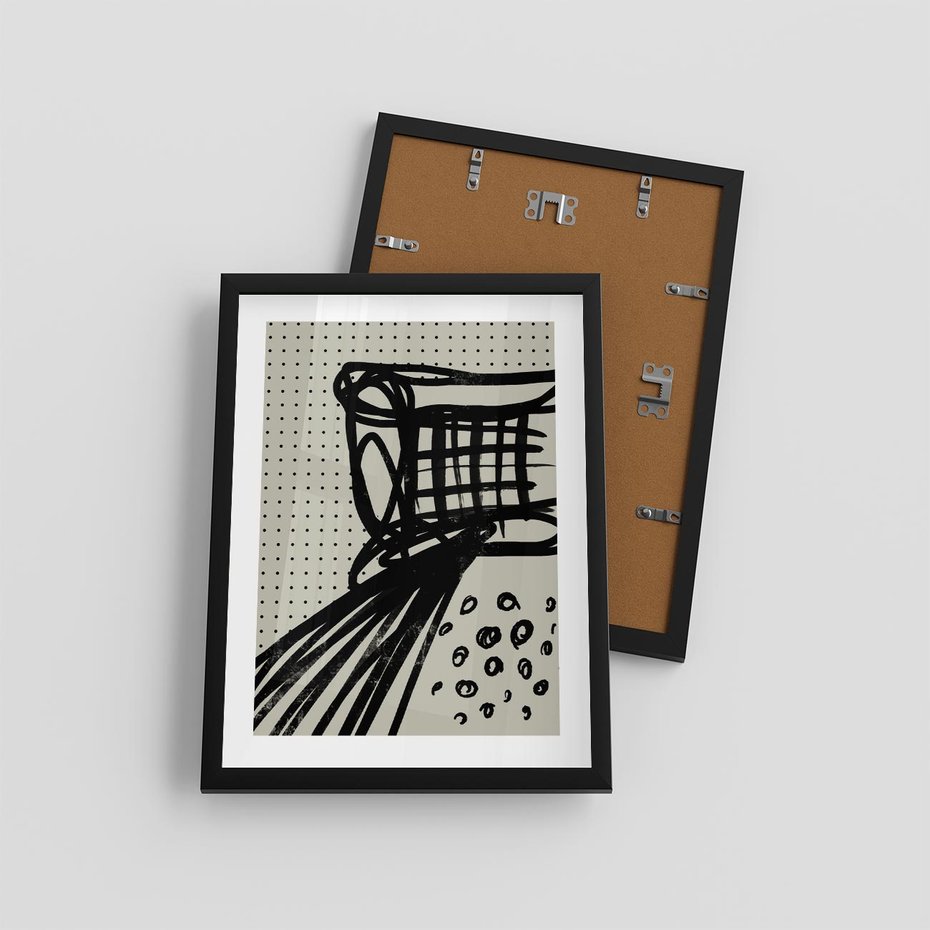 Plakat w ramie 30x40 - Złudne Kontemplacje - abstrakcyjna mroczna kompozycja, nieregularne - rama czarna