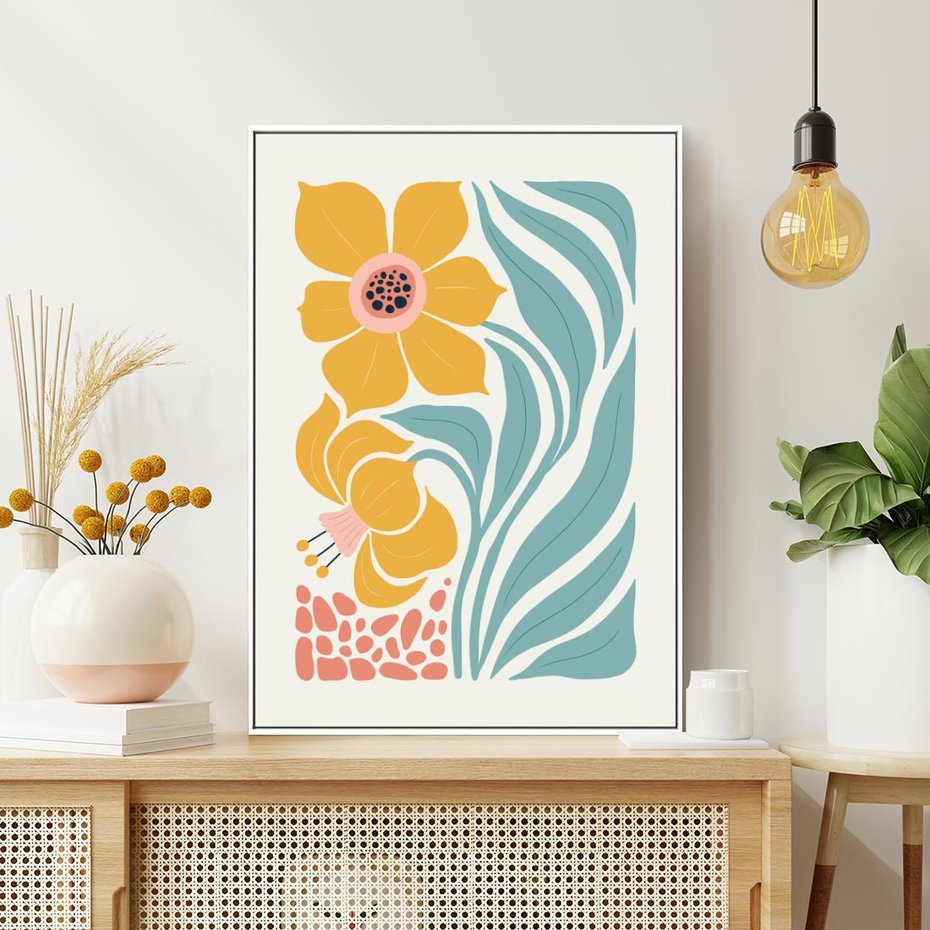 Obraz w ramie 80x120 - Pastelowa Piękność - nowoczesna sztuka, plakat - rama biała