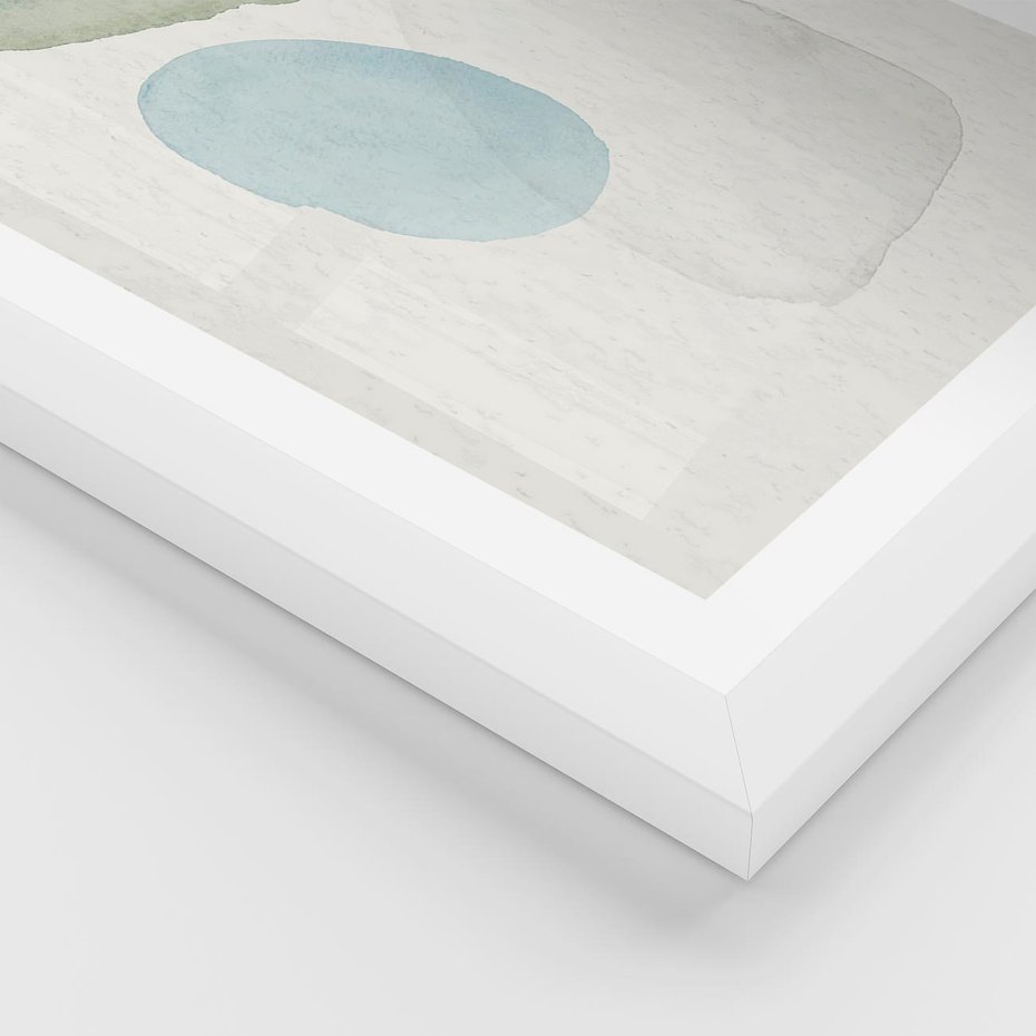 Plakat w ramie 50x70 - Akwarelowa Symfonia Natury - abstrakcyjne delikatne plamy, akwarelowe - rama biała