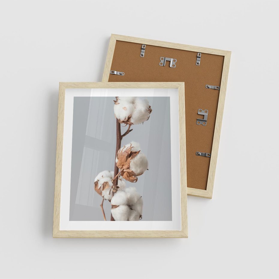 Plakat w ramie 40x50 - Bawełniana boho miękkość - bawełna, boho - rama drewno