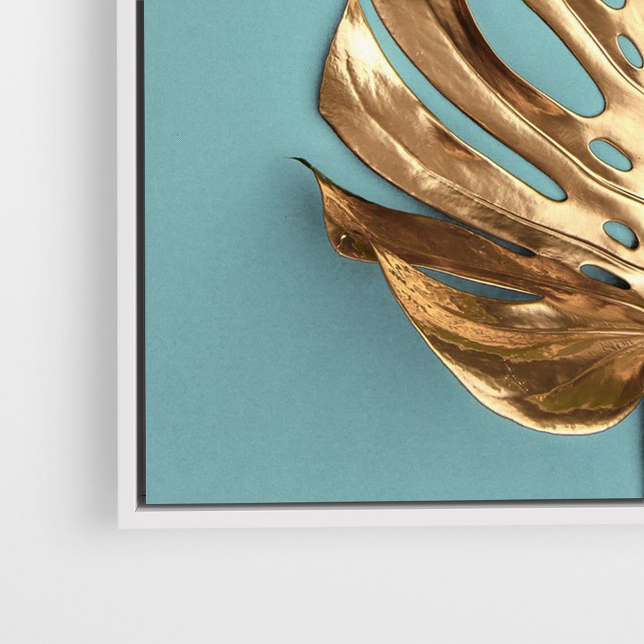 Obraz w ramie 80x120 - Piękno Natury - złote, liście - rama biała