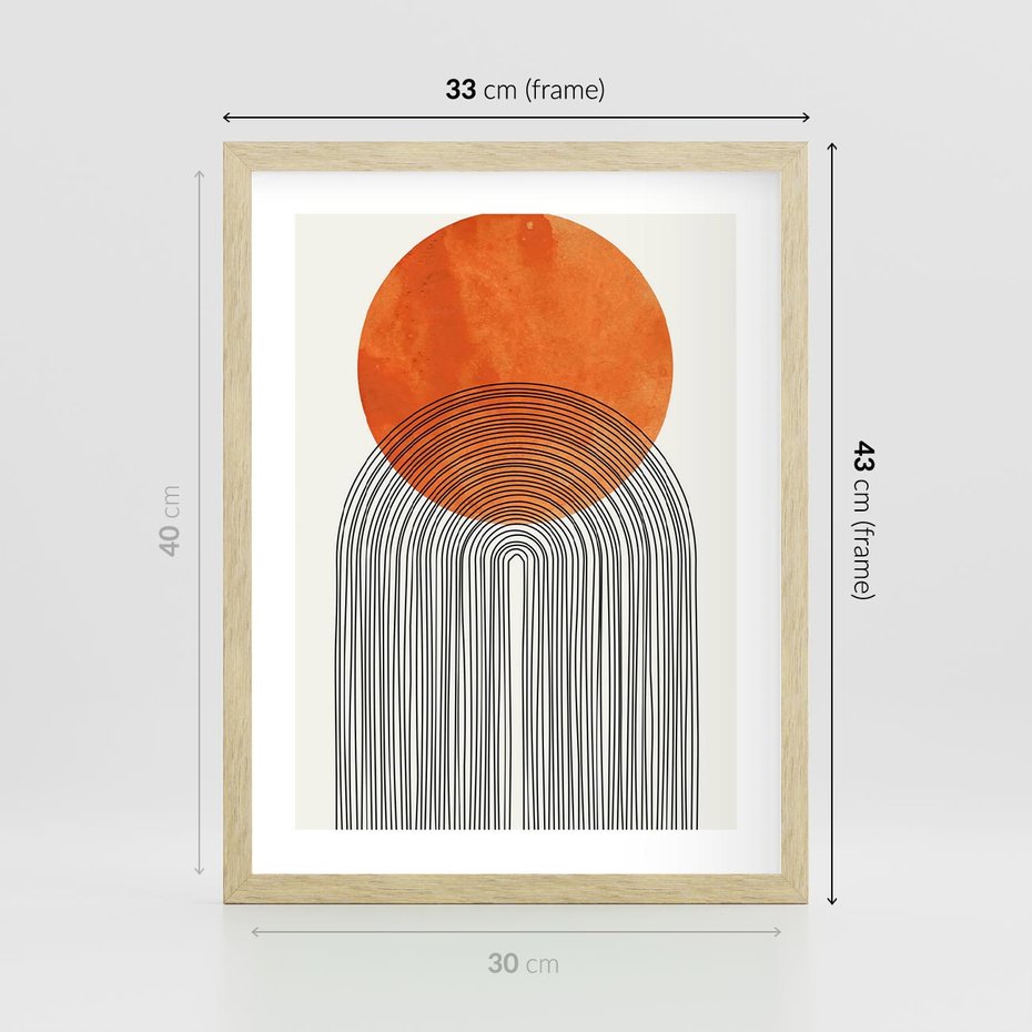 Plakat w ramie 30x40 - Abstrakcyjne Pulsacje - koło, boho styl - rama drewno