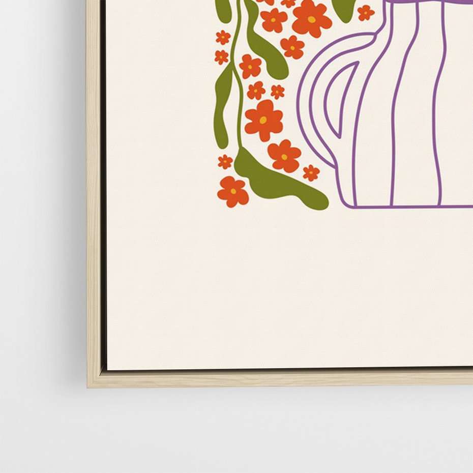 Obraz w ramie 50x70 - Świeżość Kwiatów - kwiaty w wazonie, minimalistyczna kompozycja - rama drewno