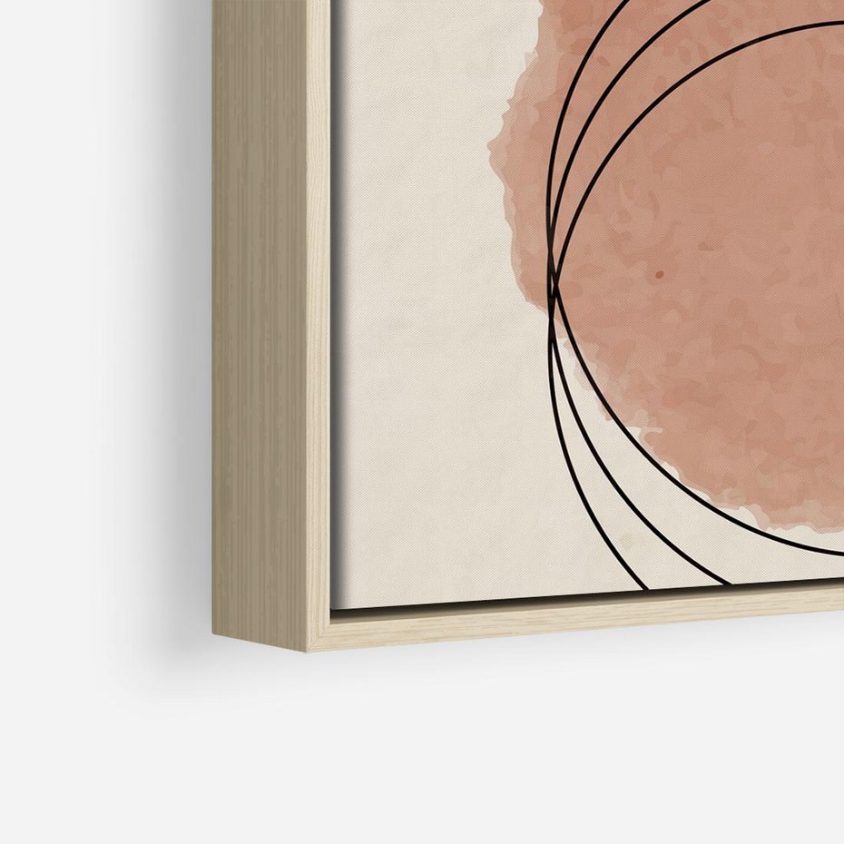 Obraz w ramie 80x80 - Migotliwe Kontury - akwarelowa plama, geometryczne szkicowane kształty - rama drewno