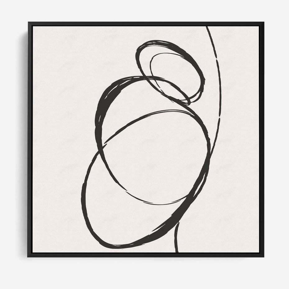 Obraz w ramie 50x50 - Modernistyczne Refleksje - abstrakcyjne szkicowane linie, minimalizm - rama czarna