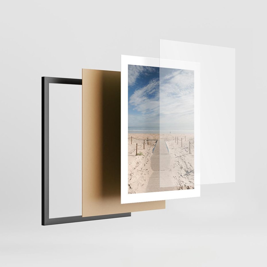 Plakat w ramie 30x40 - Ścieżka na plaży - plaża, ścieżka - rama czarna