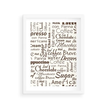 Plakat w ramie 30x40 - Kawa w Stylu Coffee - kawa, coffee - rama biała