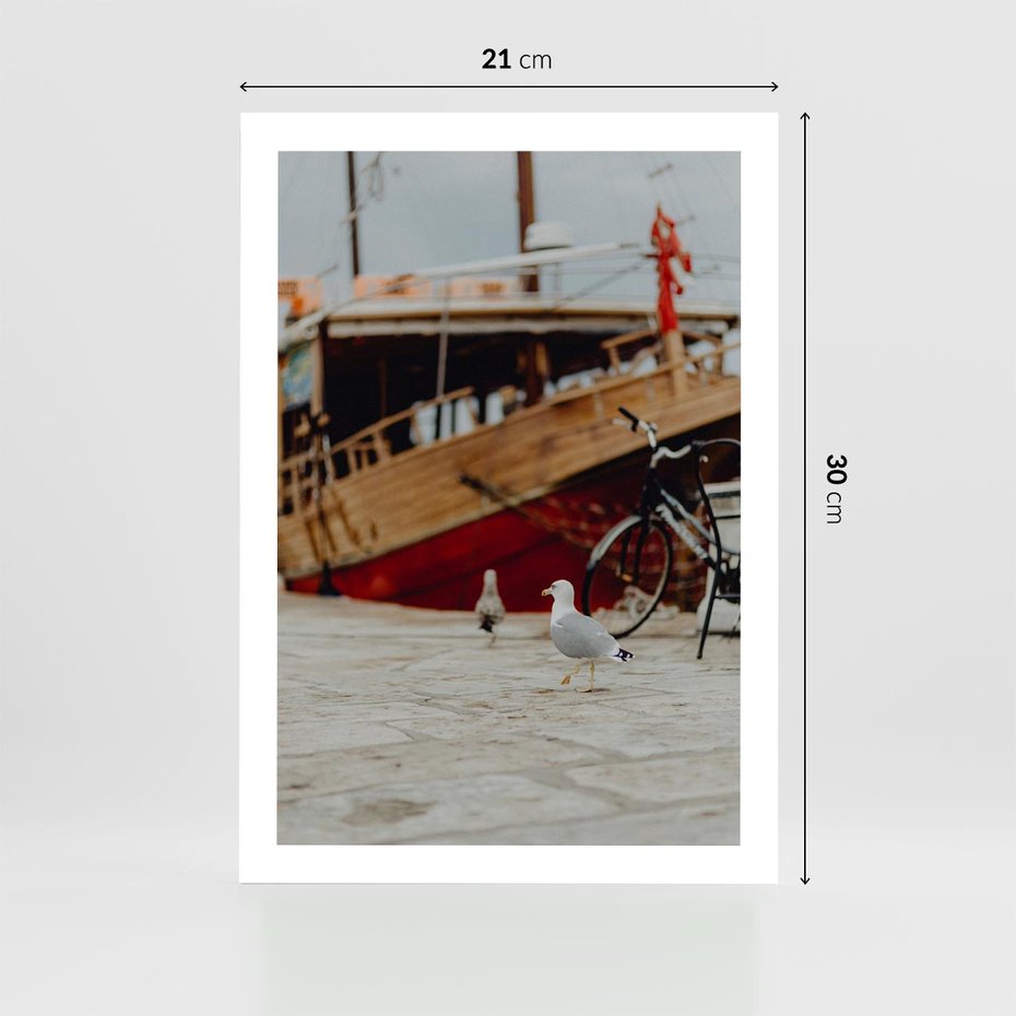 Plakat bez ramy 21x30 - Przygoda na Horyzoncie - port, statek