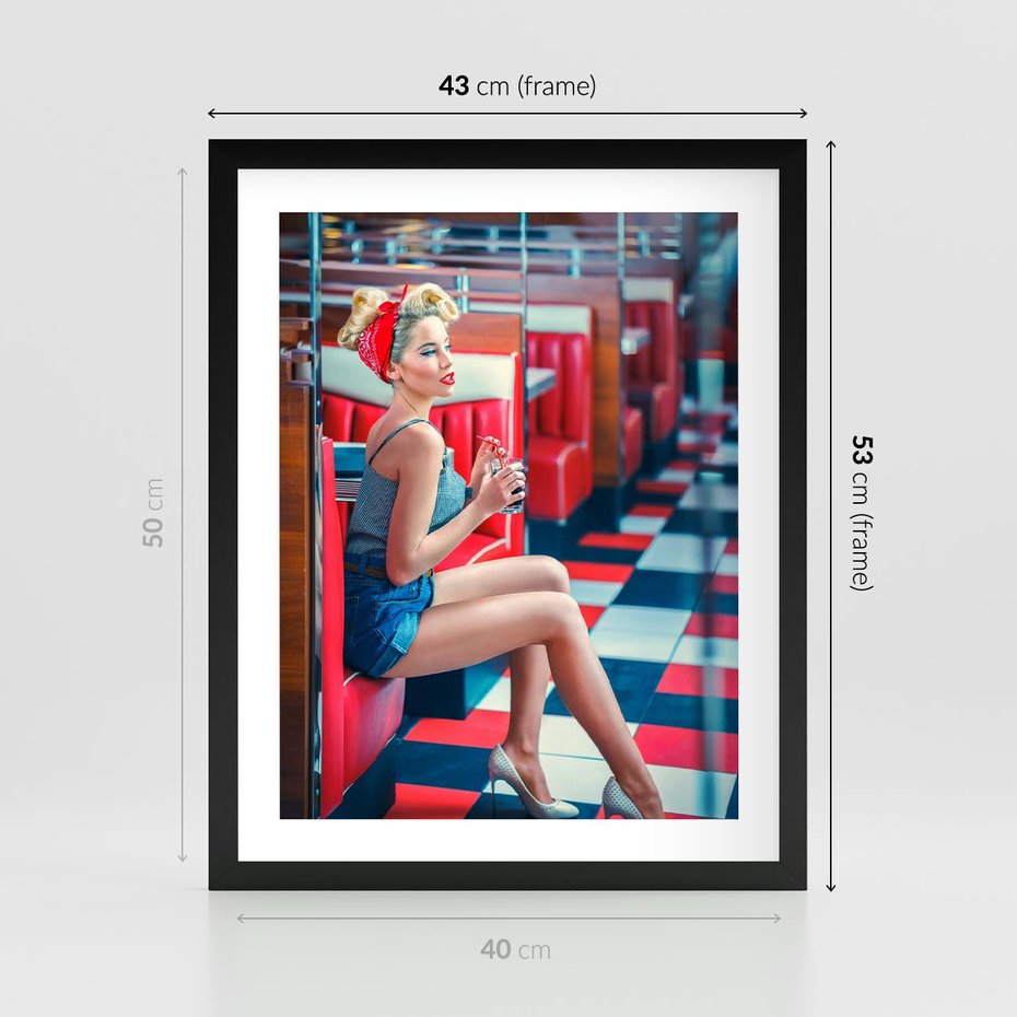 Plakat w ramie 40x50 - Stylowa Elegancja - retro, pinup - rama czarna
