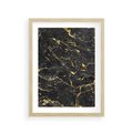 Plakat w ramie 30x40 - Egzotyczny Blask - marmur, złoto - rama drewno