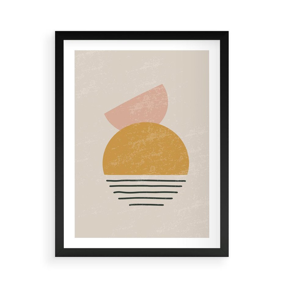 Plakat w ramie 50x70 - Krótka Forma - abstrakcyjna sztuka, boho kształty - rama czarna