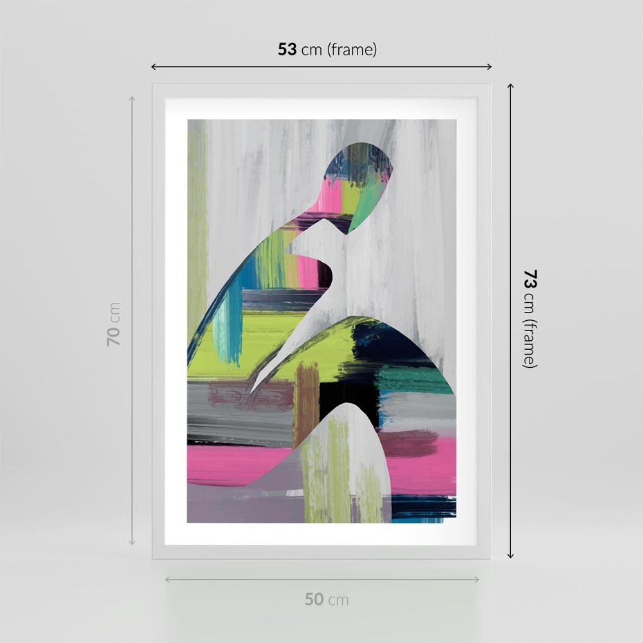 Plakat w ramie 50x70 - Impulsy Marzeń - abstrakcyjna sztuka, nowoczesny obraz - rama biała