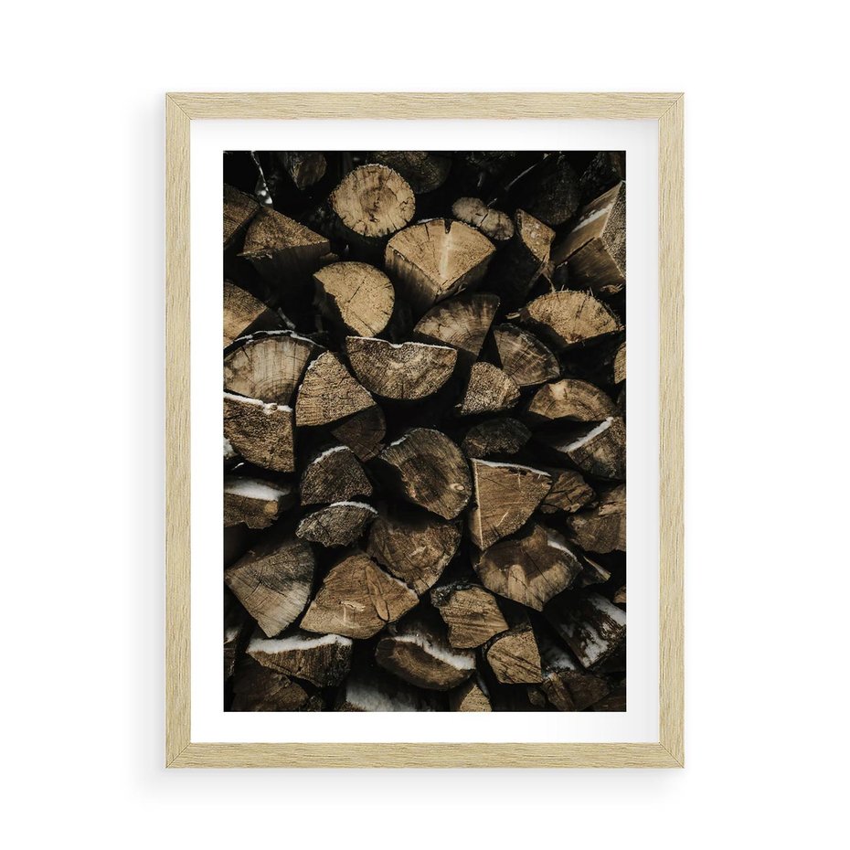 Plakat w ramie 50x70 - Piękno Prostej Formy - drewno, kłody - rama drewno