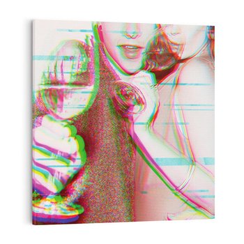 Obraz na płótnie 30x30 - Zakochani na Kliszy - zdjecie, stara prześwietlona klisza