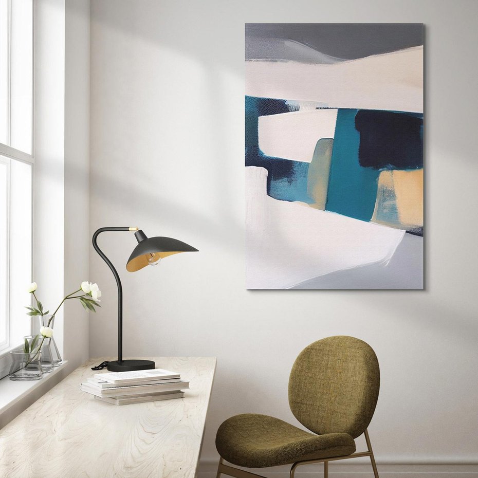 Obraz na płótnie 70x100 - Turkusowe Maźnięcia - obraz, abstrakcja