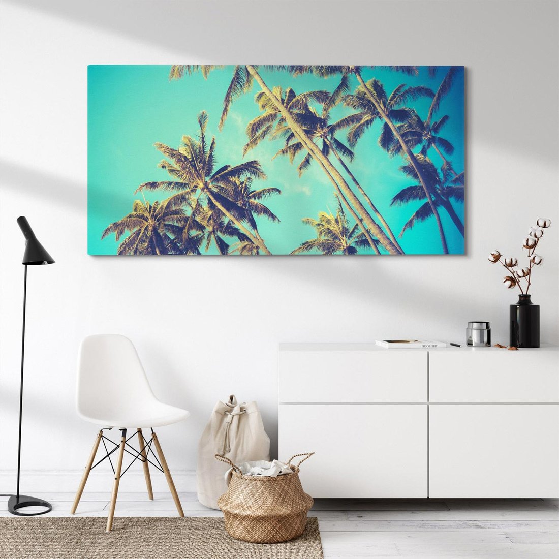 Obraz na płótnie 120x60 - Tropikalne palmy w krainie słonecznych wakacji - palmy, tropiki