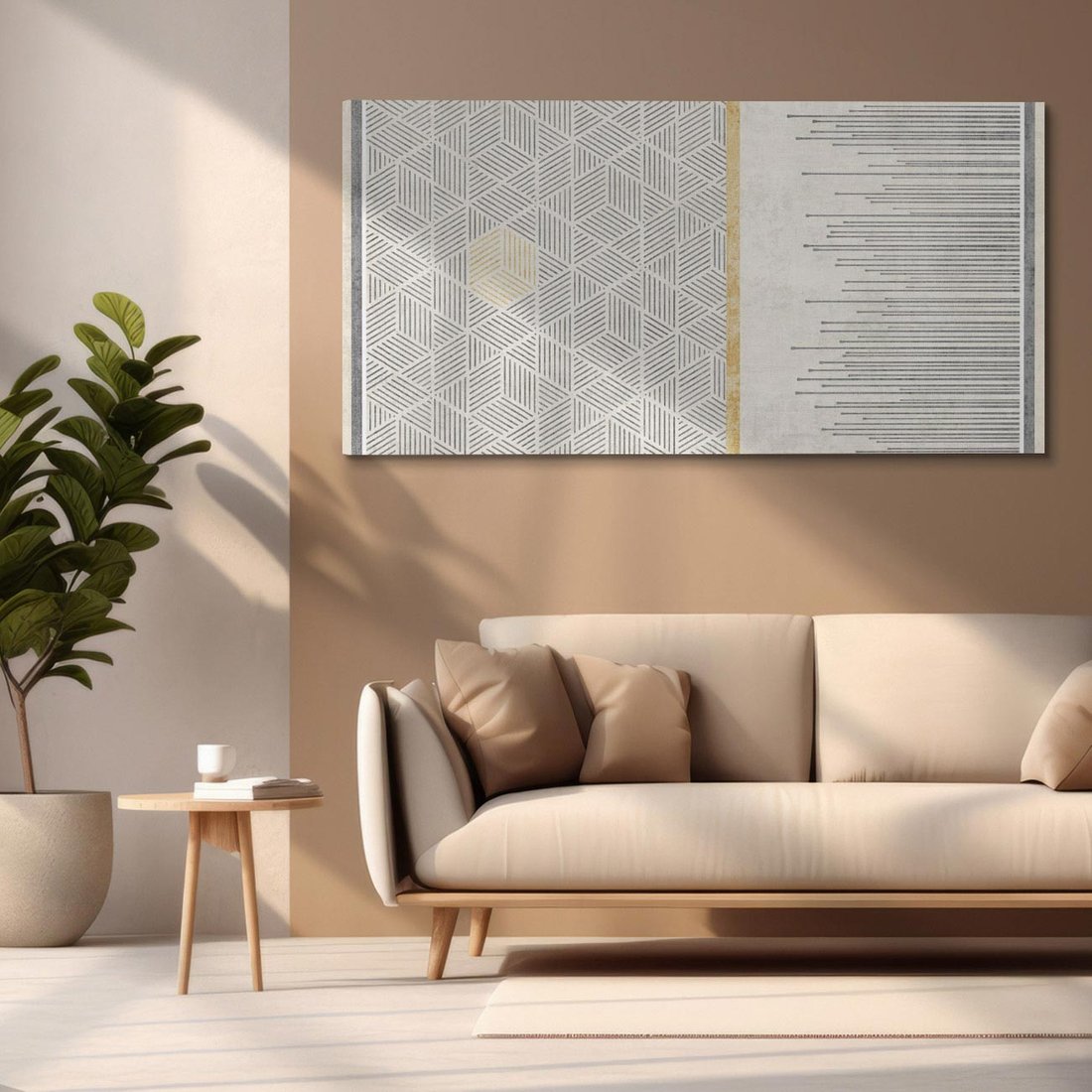 Obraz na płótnie 120x60 - Drobny Print Klasyki - geometryczne linie, styl mid century