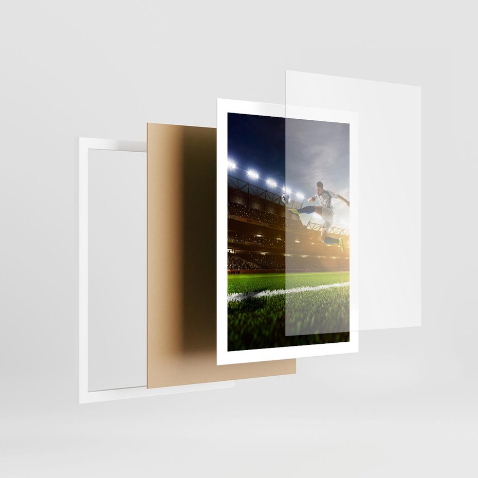 Plakat w ramie 50x70 - Gol! Magia piłki nożnej - gol, piłka - rama biała