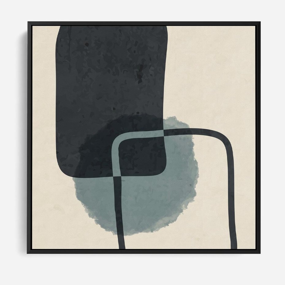 Obraz w ramie 50x50 - Migotliwe Refleksje - abstrakcyjne nieregularne kształty, minimalistyczny plakat - rama czarna