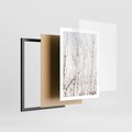 Plakat w ramie 50x70 - Szron na Gałęziach - ośnieżone gałązki, szron na gałęziach - rama czarna