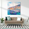 Obraz na płótnie 60x60 - Tańczące kolory zachodu - nadmorskie kolorowe miast, kolorowe budynki na brzegu