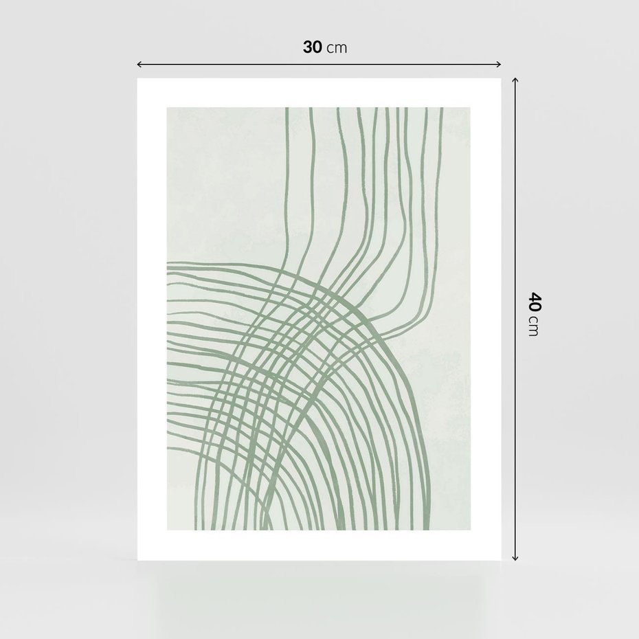 Plakat bez ramy 30x40 - Migotliwa Spokojna Zieleń - zielony plakat, abstrakcyjne splątane linie