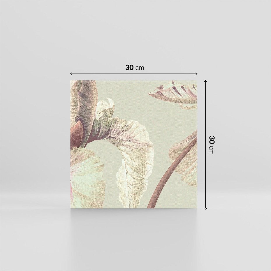 Obraz na płótnie 30x30 - Przenikanie światów barw - kwiaty vintage, tropikalne rośliny