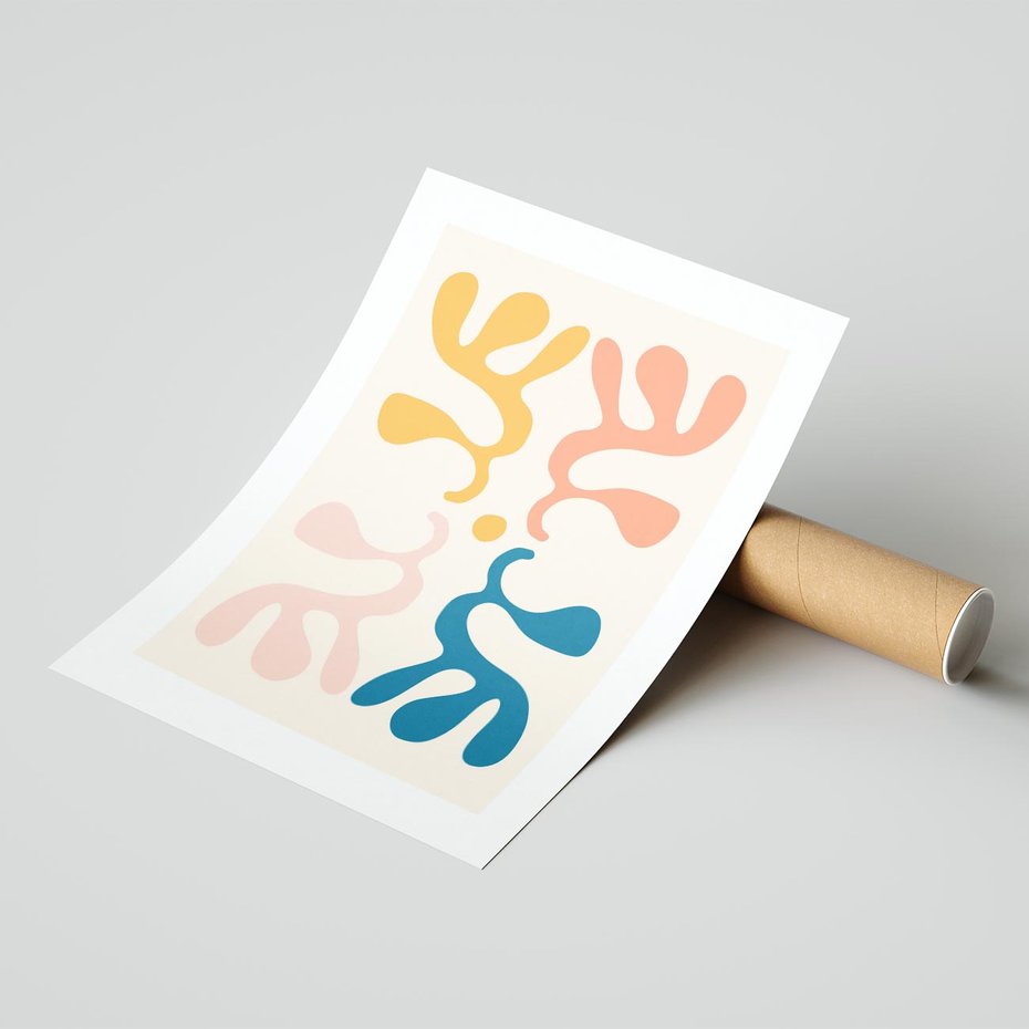 Plakat bez ramy 40x50 - Migotliwe Akwarelowe Kontury - absrakcyjne dziwne formy, nowoczesny plakat