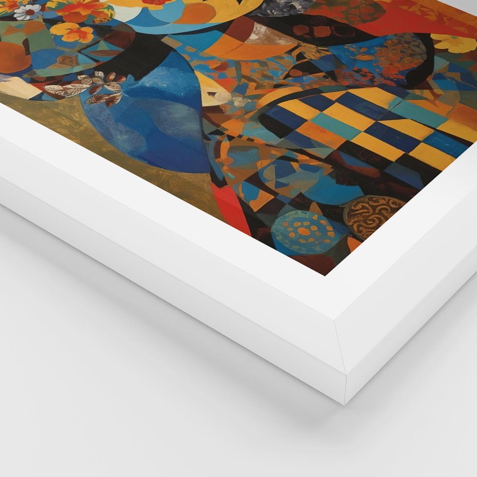 Plakat w ramie 40x50 - Impresje Cichego Szeptu - abstrakcyjny obraz, portret kobiety - rama biała