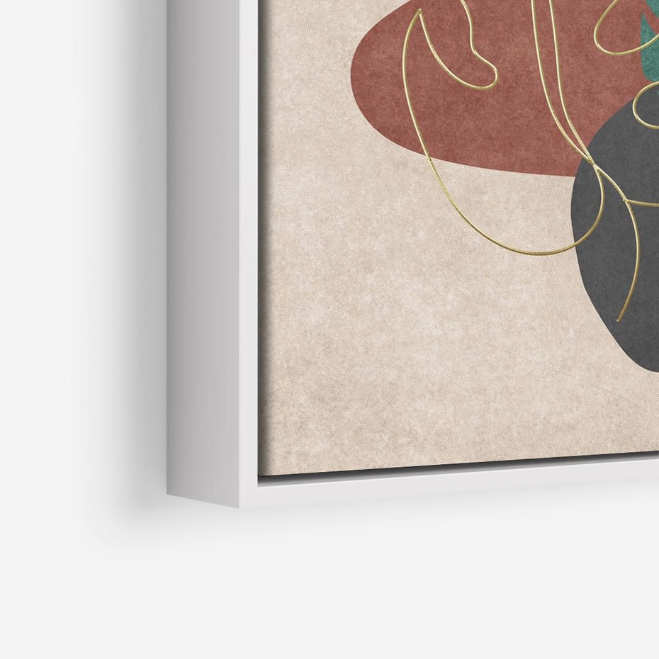 Obraz w ramie 50x50 - Akwarelowa Magia Liści - grafika, styl mid century - rama biała