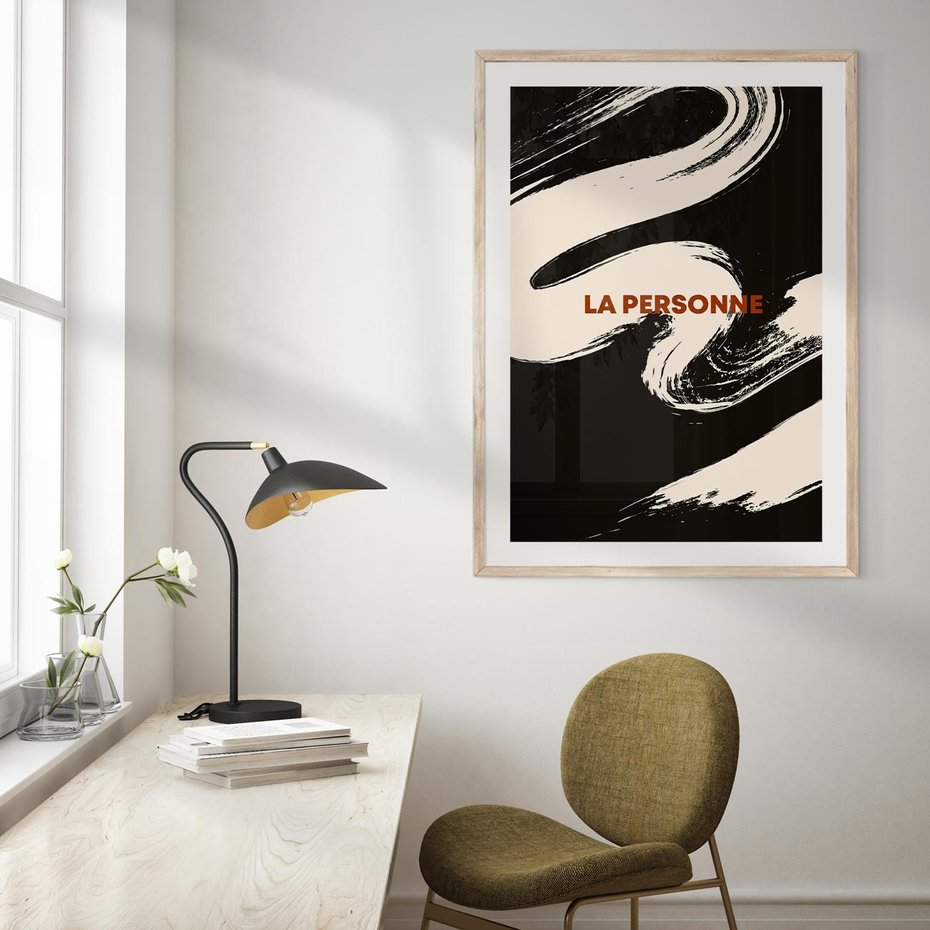 Plakat w ramie 40x50 - Ciemna Abstrakcja - abstrakcja w ciemnych kolorach, czarny - rama drewno