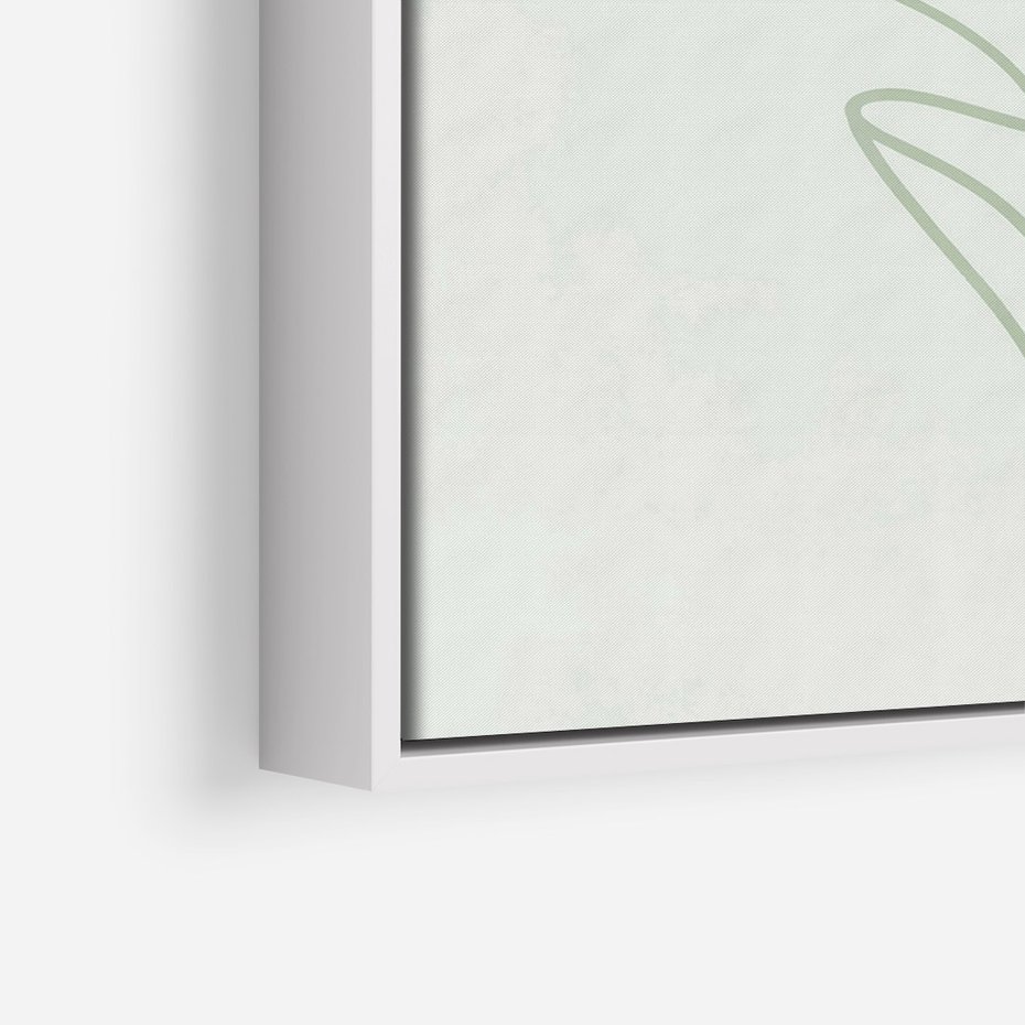 Obraz w ramie 80x120 - Zielona Równowaga Linii - abstrakcyjne delikatne zielone linie, nowoczesny plakat - rama biała