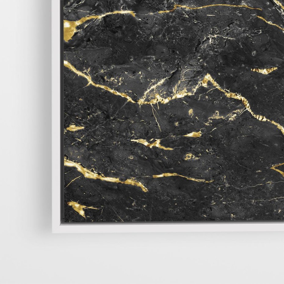 Obraz w ramie 50x50 - Egzotyczny Blask - marmur, złoto - rama biała