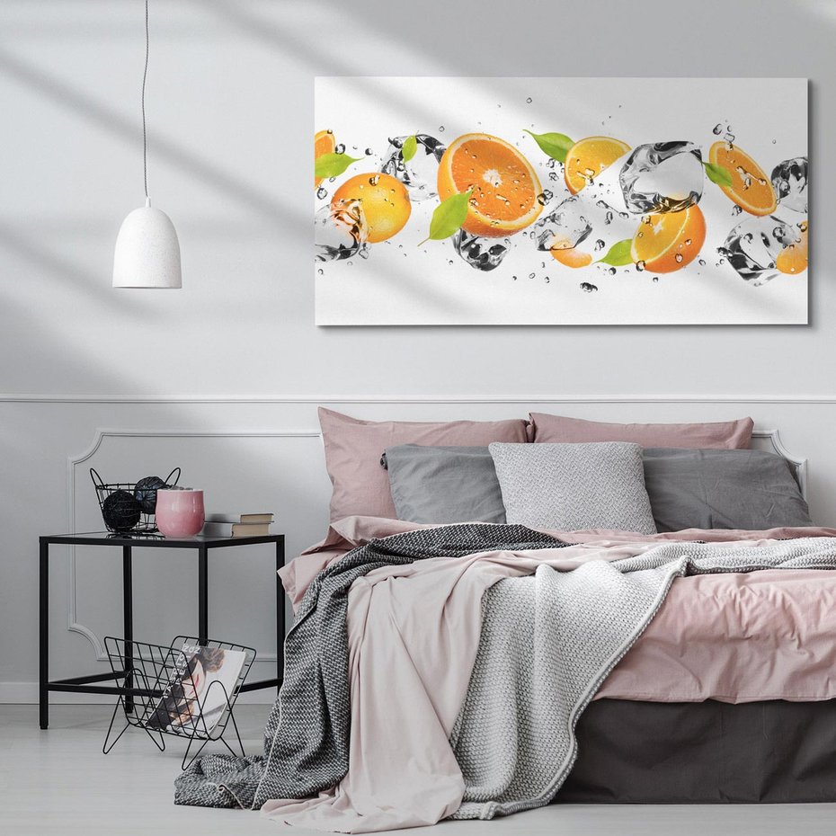 Obraz na płótnie 120x60 - Słoneczne pomarańcze z wodą - pomarańcze, woda