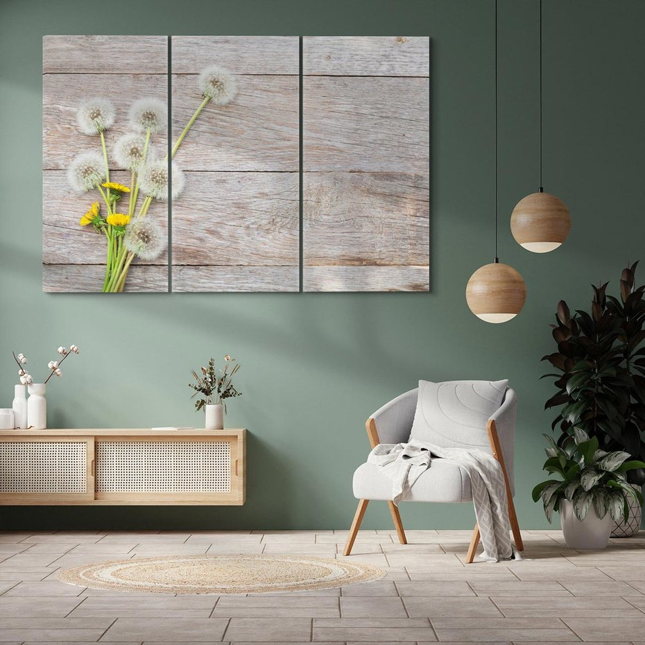 Obraz na płótnie 120x80 - Delikatne dmuchawce w otoczeniu natury - dmuchawce, natura