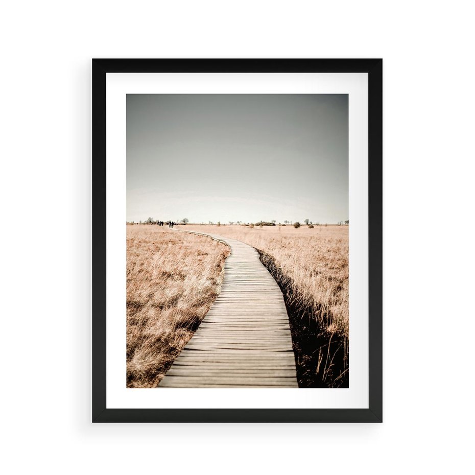 Plakat w ramie 40x50 - Spacer Ścieżką w Suchych Trawach - ścieżka wśród suchych traw - rama czarna