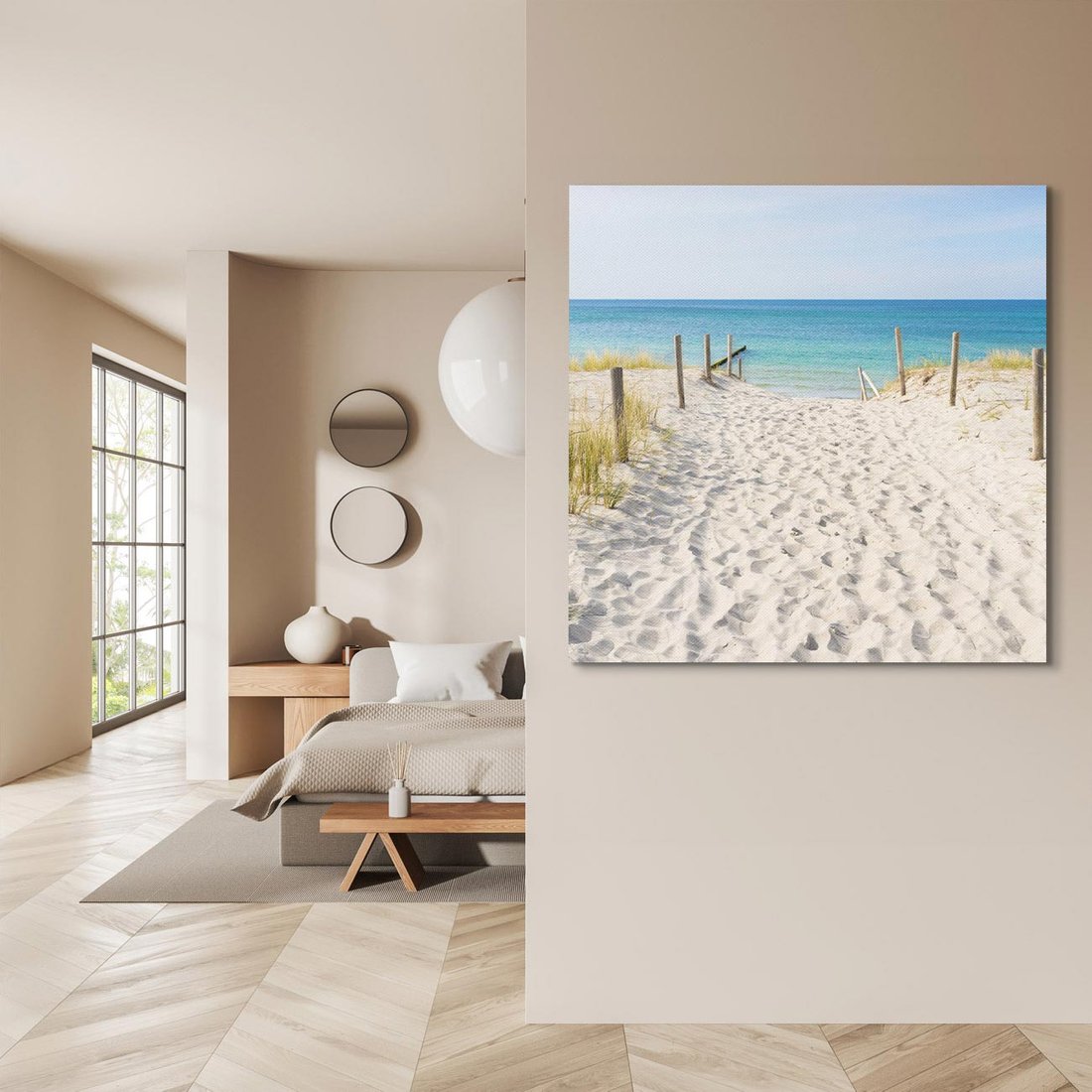 Obraz na płótnie 50x50 - Harmonia plażowego morza - plaża, morze