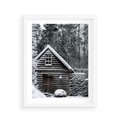 Plakat w ramie 40x50 - Zaklęta Zima - domek w lesie, śnieg - rama biała
