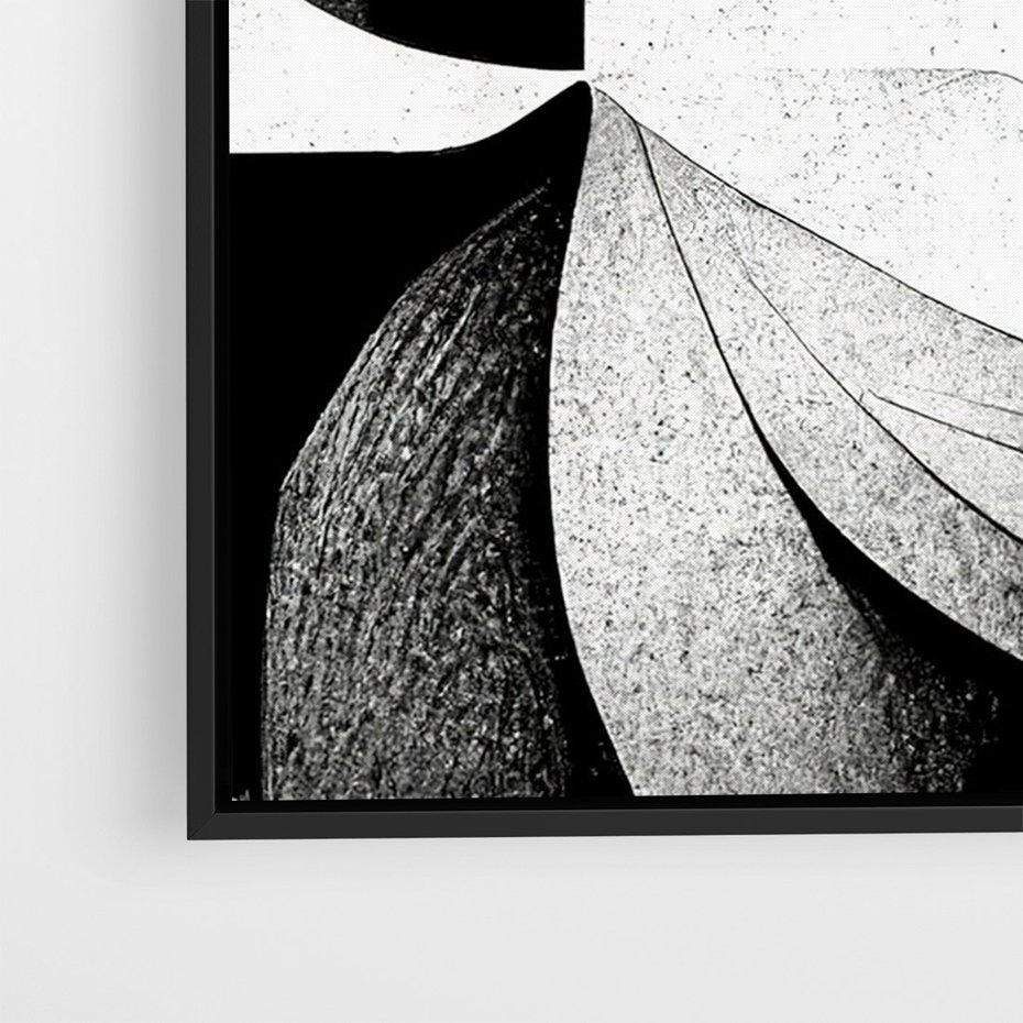 Obraz w ramie 50x70 - Harmonia świateł i cieni - abstrakcja czarno biała, geometria - rama czarna