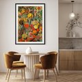 Plakat w ramie 40x50 - Księga Surrealnych Wyobrażeń - abstrakcyjny obraz owoców, jak picasso - rama czarna
