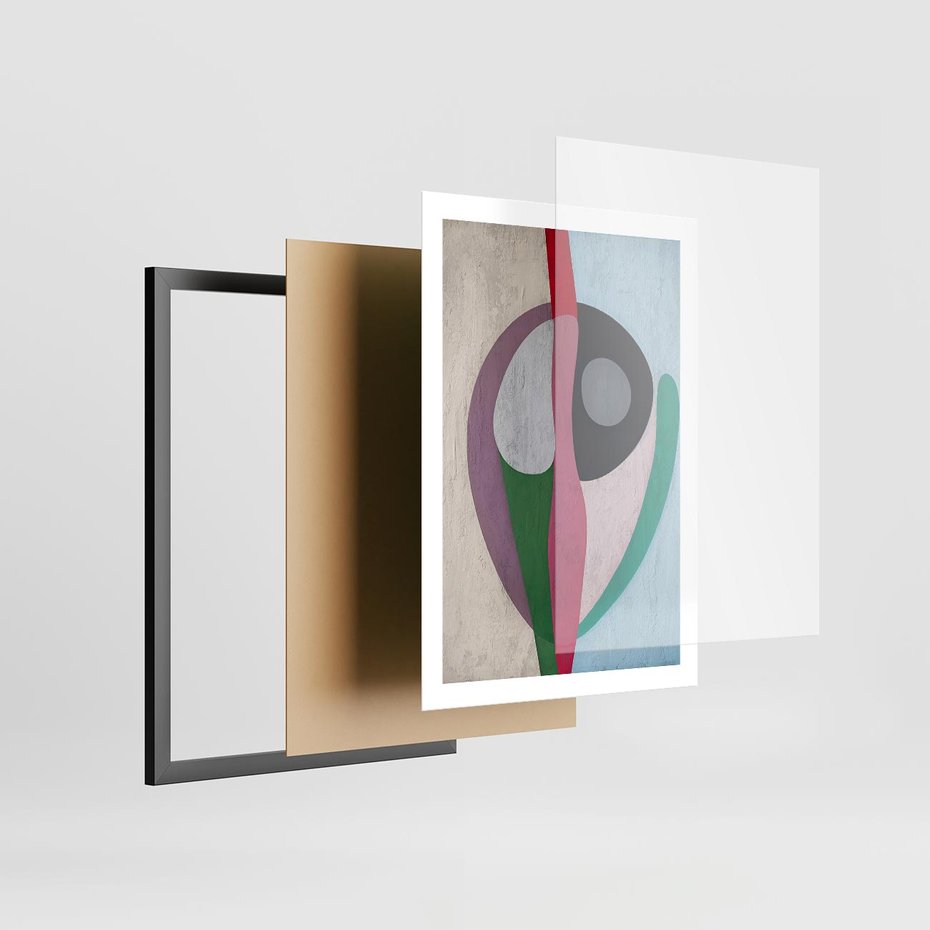 Plakat w ramie 50x70 - Wibracje Kolorów Marzeń - abstrakcyjne dziwne kształty, olejny obraz - rama czarna